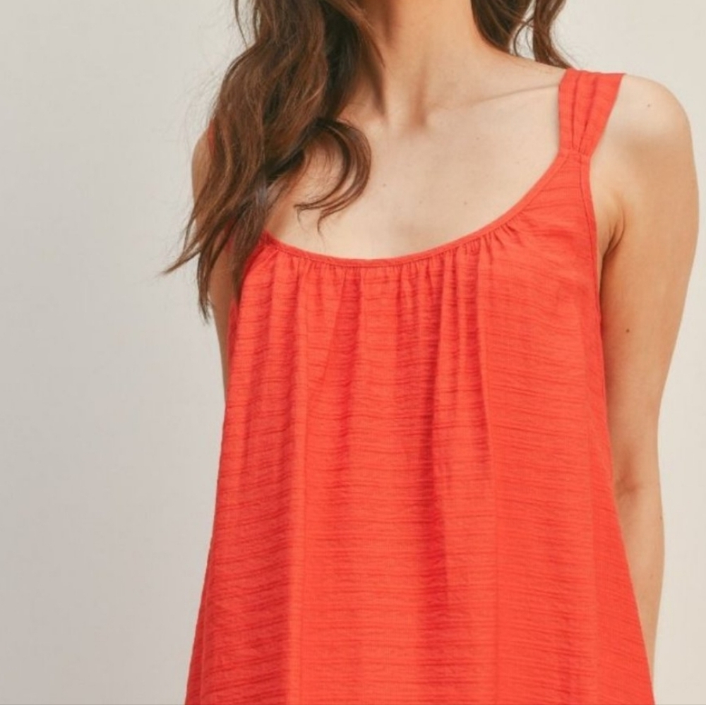 Lush Flowy Long Dress Sleeveless Maxi Red Orange Cotton Bohemian Boho Hippie L - Picture 2 of 11